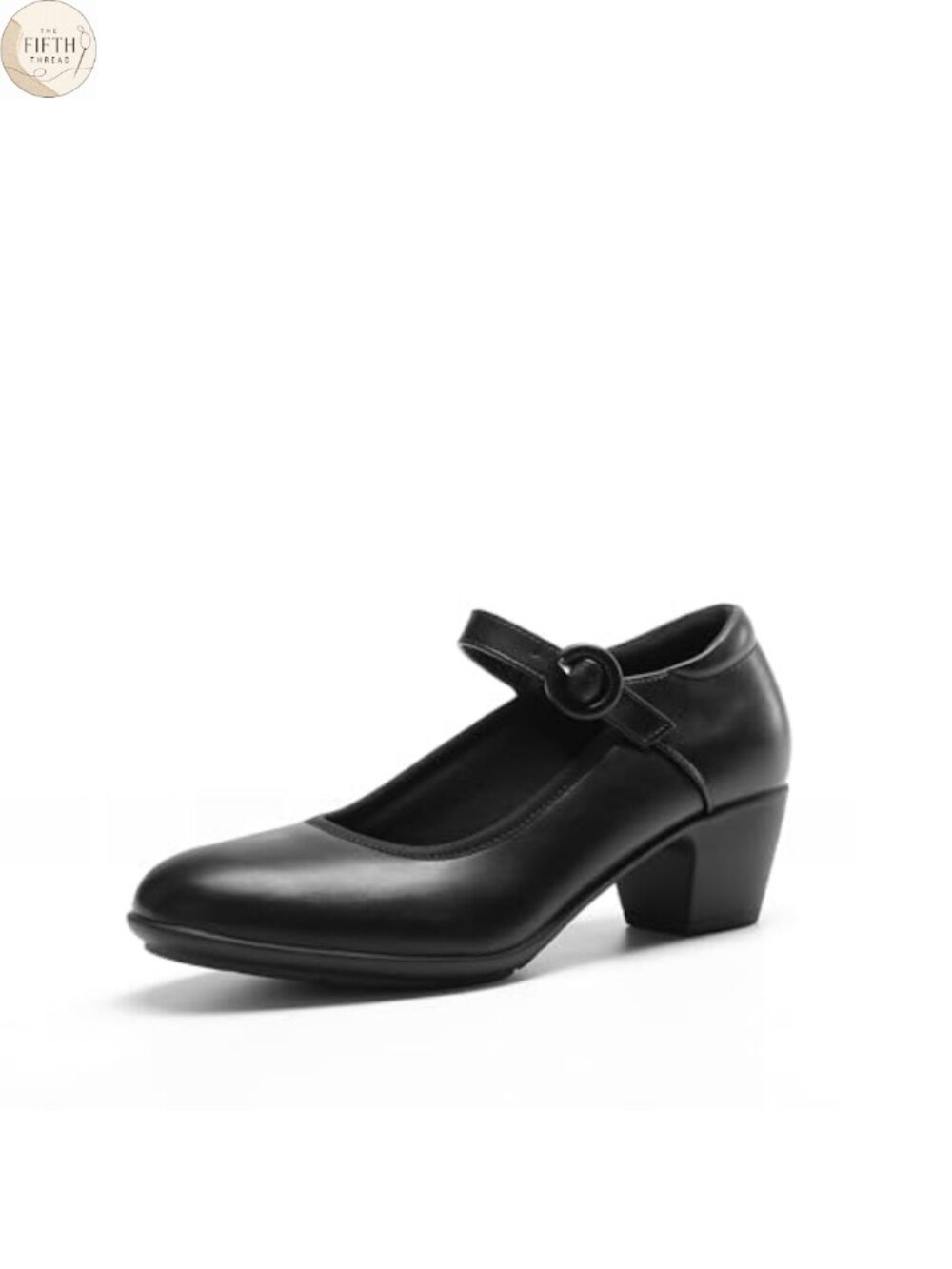 Mary Jane Low Chunky Dress Pumps Faux Leather